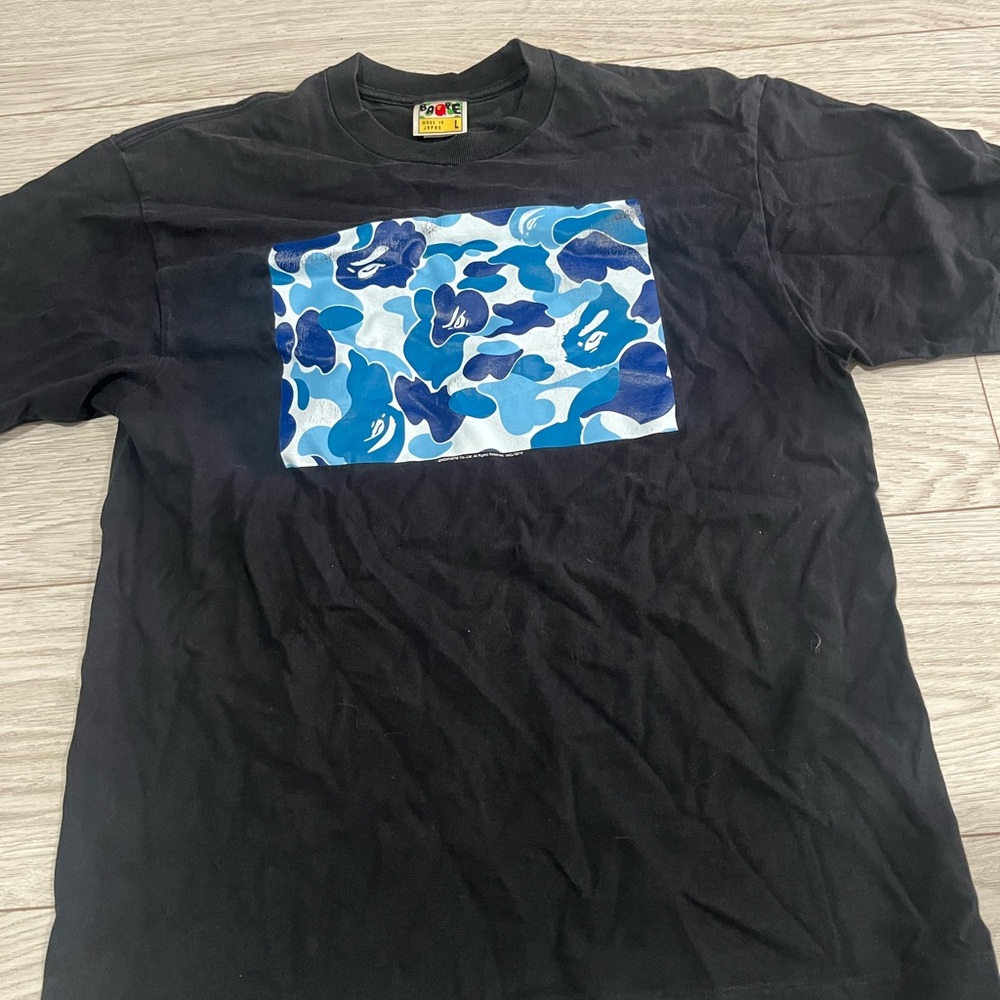 Bape Black and Blue Short Sleeve Tee with Dynamic Graphic